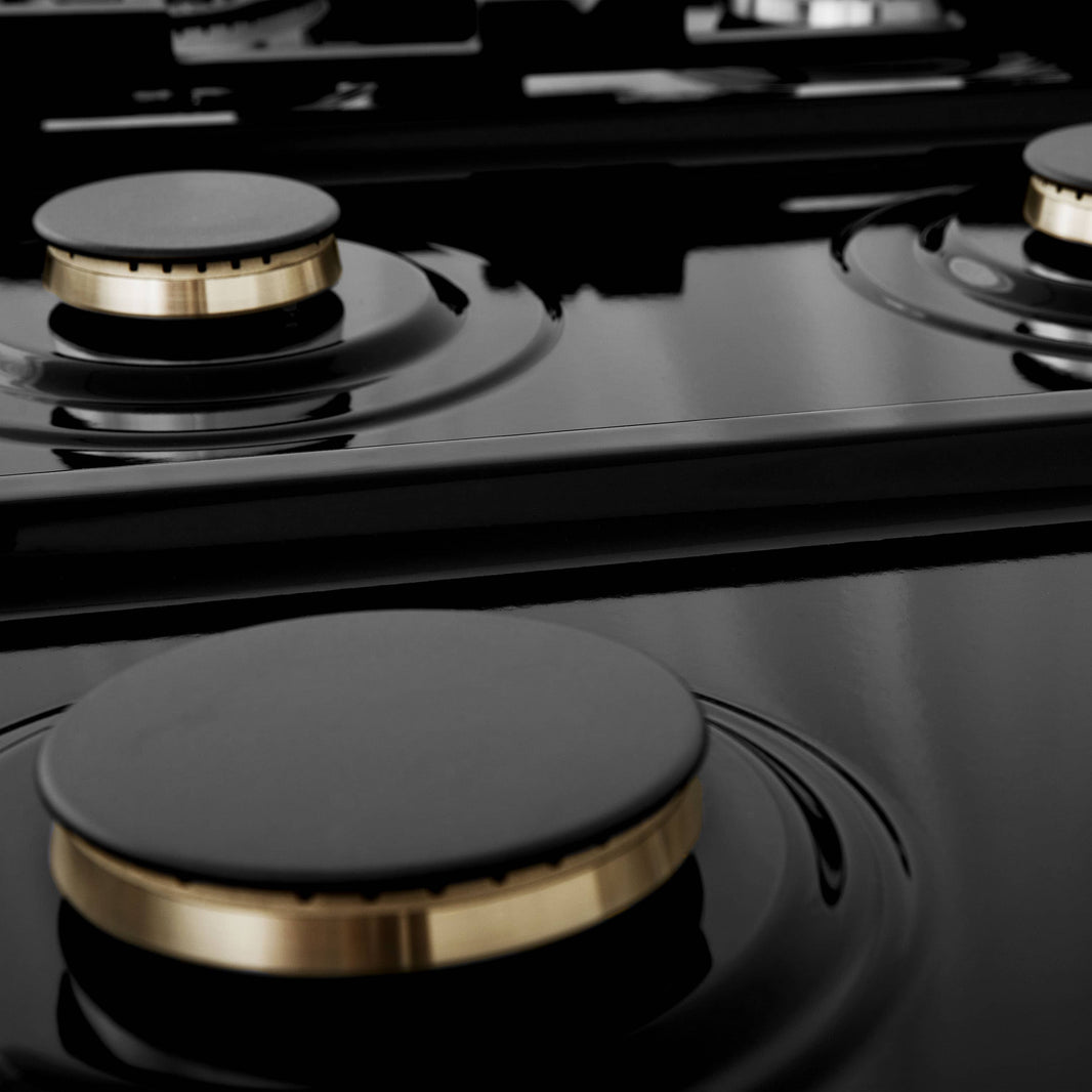 ZLINE Autograph Edition 30-Inch Porcelain Rangetop with 4 Gas Burners in DuraSnow Stainless Steel with Matte Black Accents (RTSZ-30-MB)