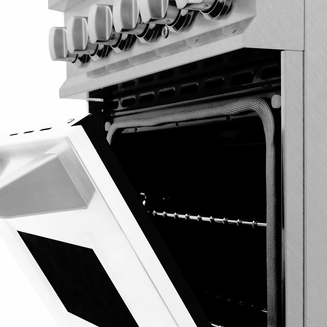 ZLINE 24-Inch Professional Dual Fuel Range in DuraSnow Stainless Steel with White Matte Door (RAS-WM-24)