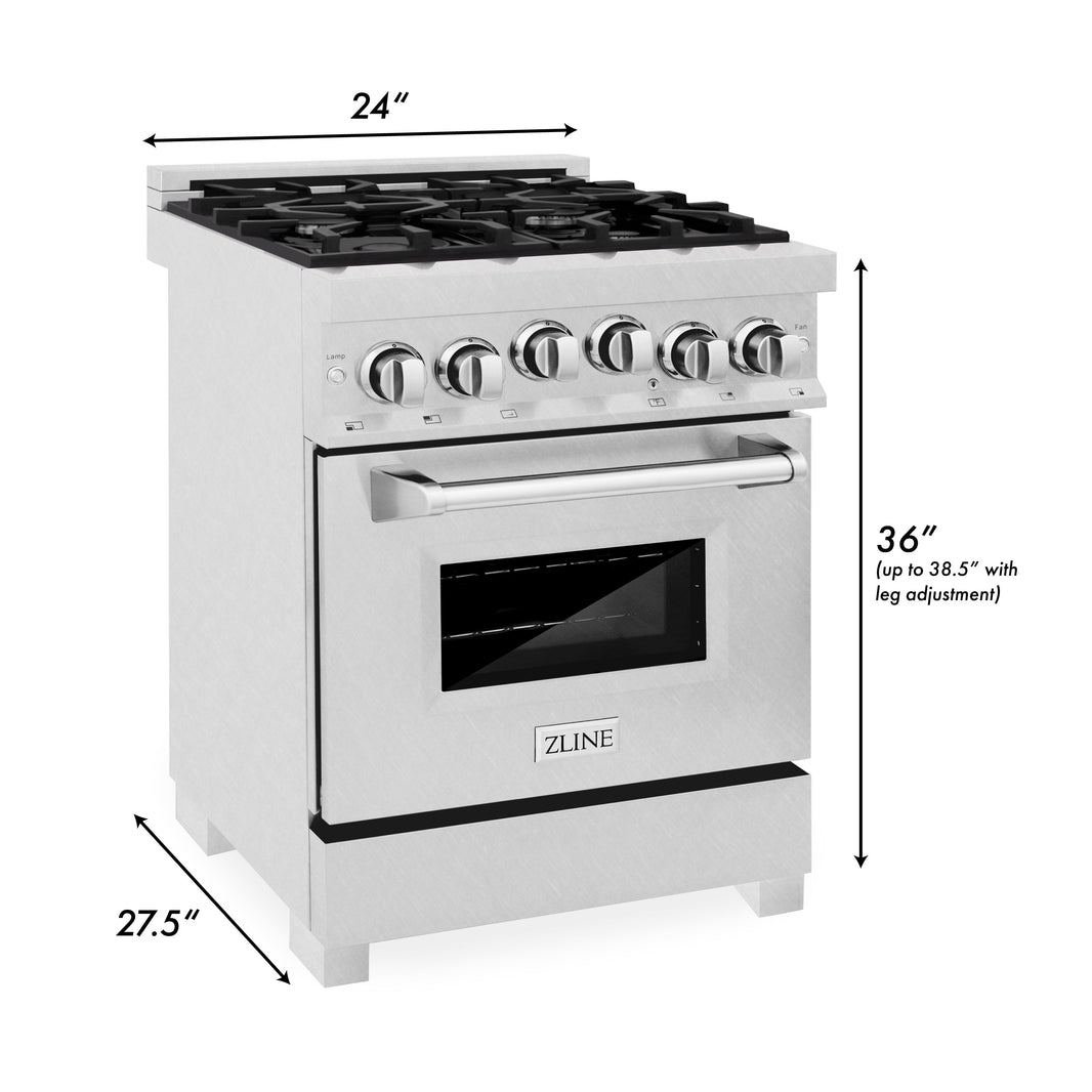 ZLINE 24-Inch Gas Range with 2.8 cu. ft. Gas Oven and Gas Cooktop with Griddle in Fingerprint Resistant Stainless Steel (RGS-SN-GR-24)