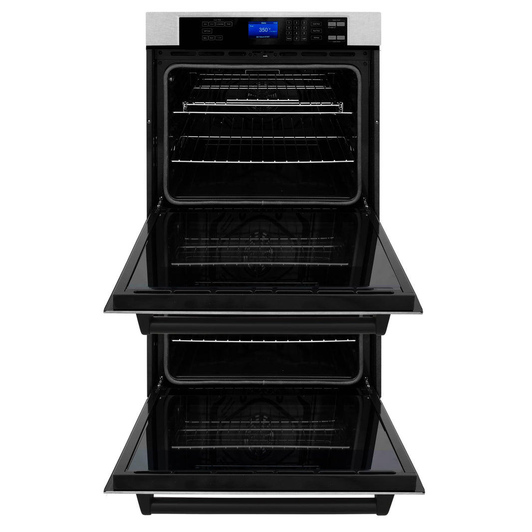 ZLINE 30" Autograph Edition Double Wall Oven with Self Clean and True Convection in DuraSnow® Stainless Steel and Matte Black (AWDSZ-30-MB)