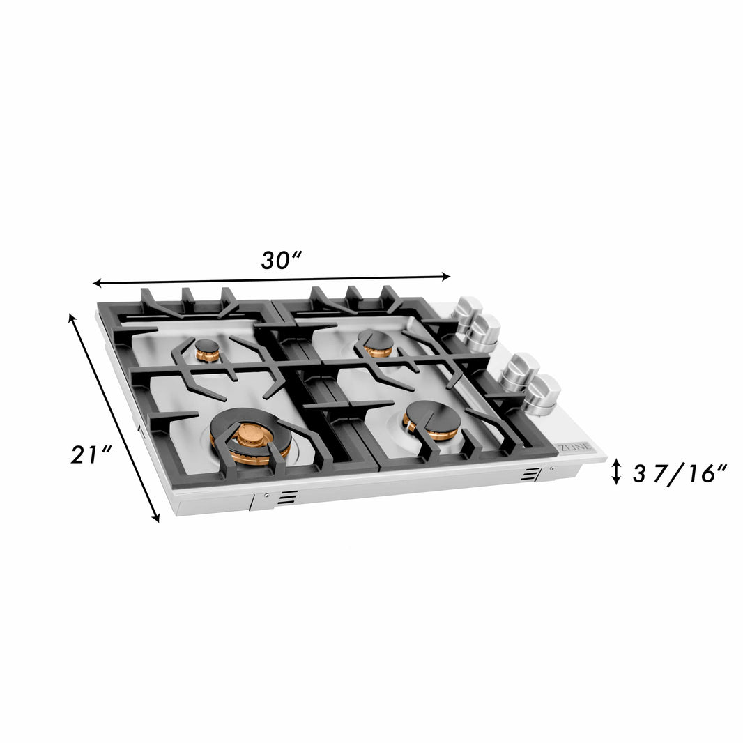 ZLINE 30-Inch Drop-In Gas Stovetop with 4 Gas Brass Burners (RC-BR-30)