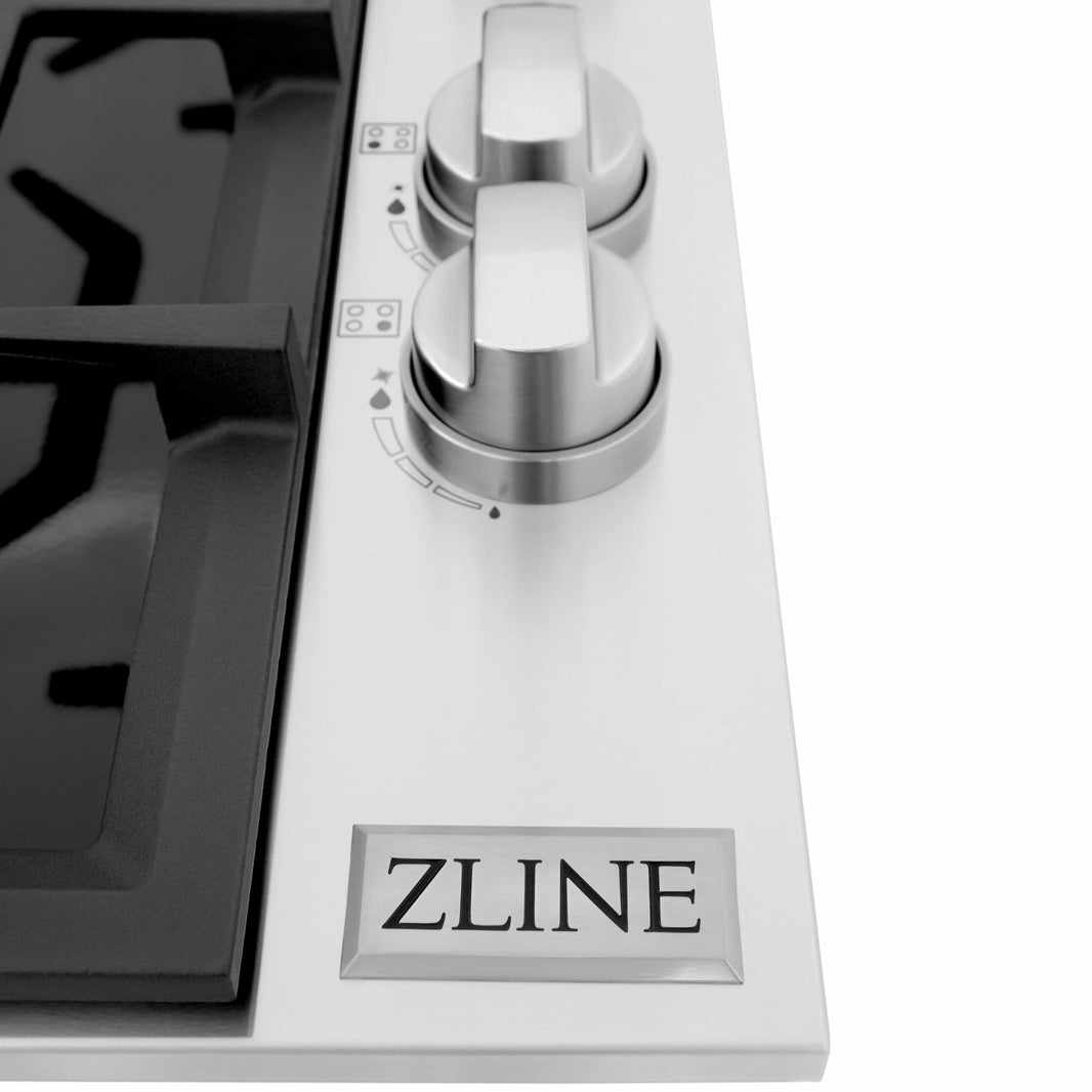 ZLINE 30-Inch Drop-In Gas Stovetop with 4 Gas Burners and Black Porcelain Top (RC30-PBT)