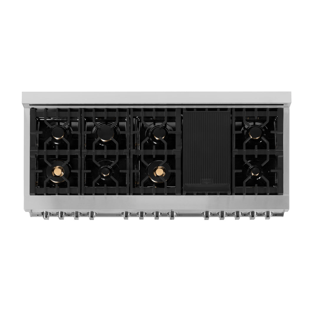 ZLINE 60-Inch Dual Fuel Range with 7.4 cu. ft. Electric Oven and Gas Cooktop with Brass Burners and Griddle in Stainless Steel (RA-BR-GR-60)