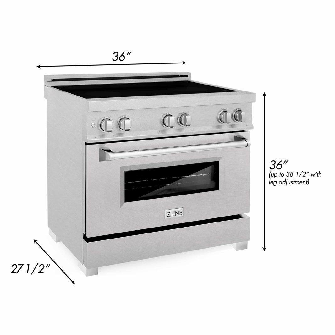 ZLINE 36-Inch 4.6 cu. ft. Induction Range with a 4 Element Stove and Electric Oven in DuraSnow Stainless Steel (RAINDS-SN-36)