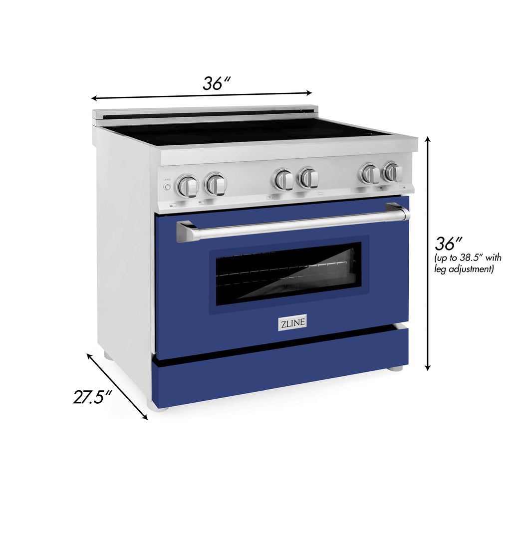 ZLINE 36-Inch 4.6 cu. ft. Induction Range with a 4 Element Stove and Electric Oven in Blue Matte (RAIND-BM-36)