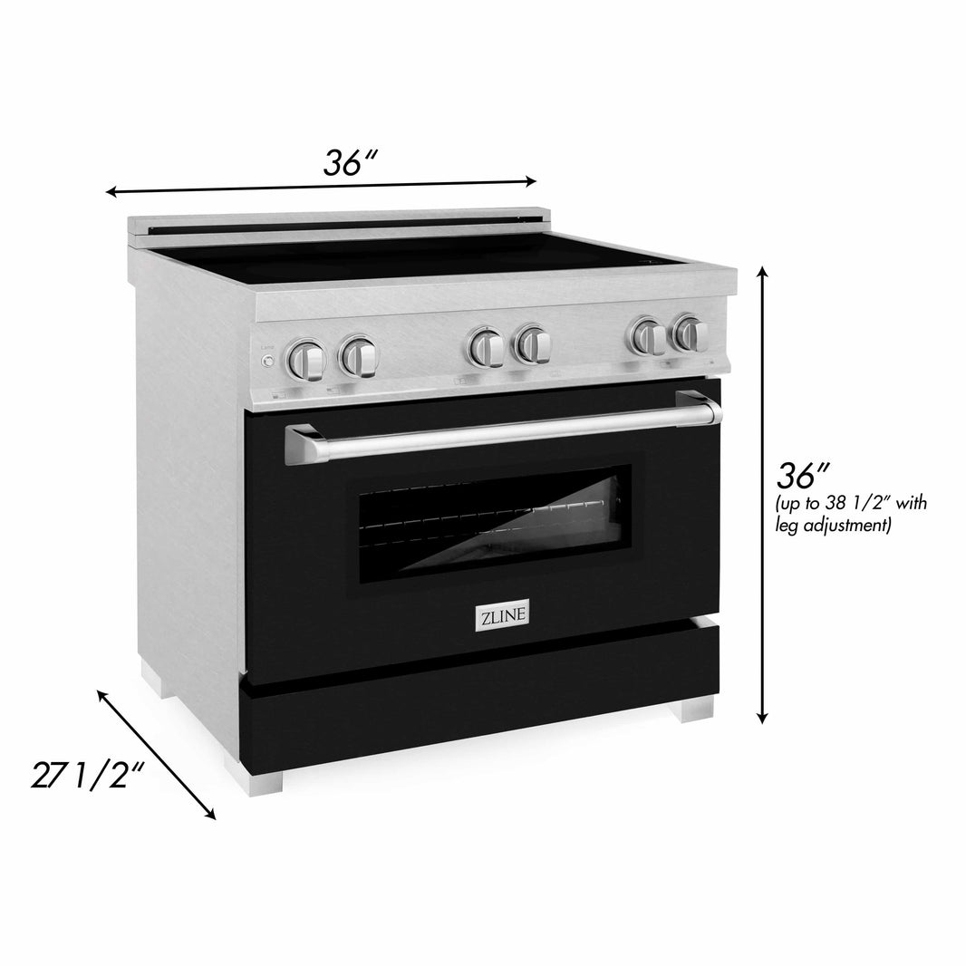 ZLINE 36-Inch 4.6 cu. ft. Induction Range with a 4 Element Stove and Electric Oven in DuraSnow Stainless Steel with Black Matte Door (RAINDS-BLM-36)