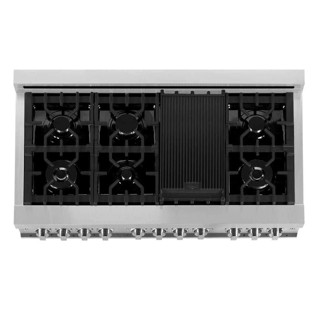 ZLINE 48-Inch Dual Fuel Range with 6.0 cu. ft. Electric Oven and Gas Cooktop and Griddle in Stainless Steel (RA-GR-48)