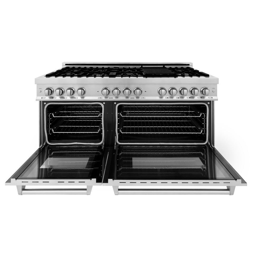 ZLINE 60-Inch Dual Fuel Range with 7.4 cu. ft. Electric Oven and Gas Cooktop and Griddle in Stainless Steel (RA-GR-60)