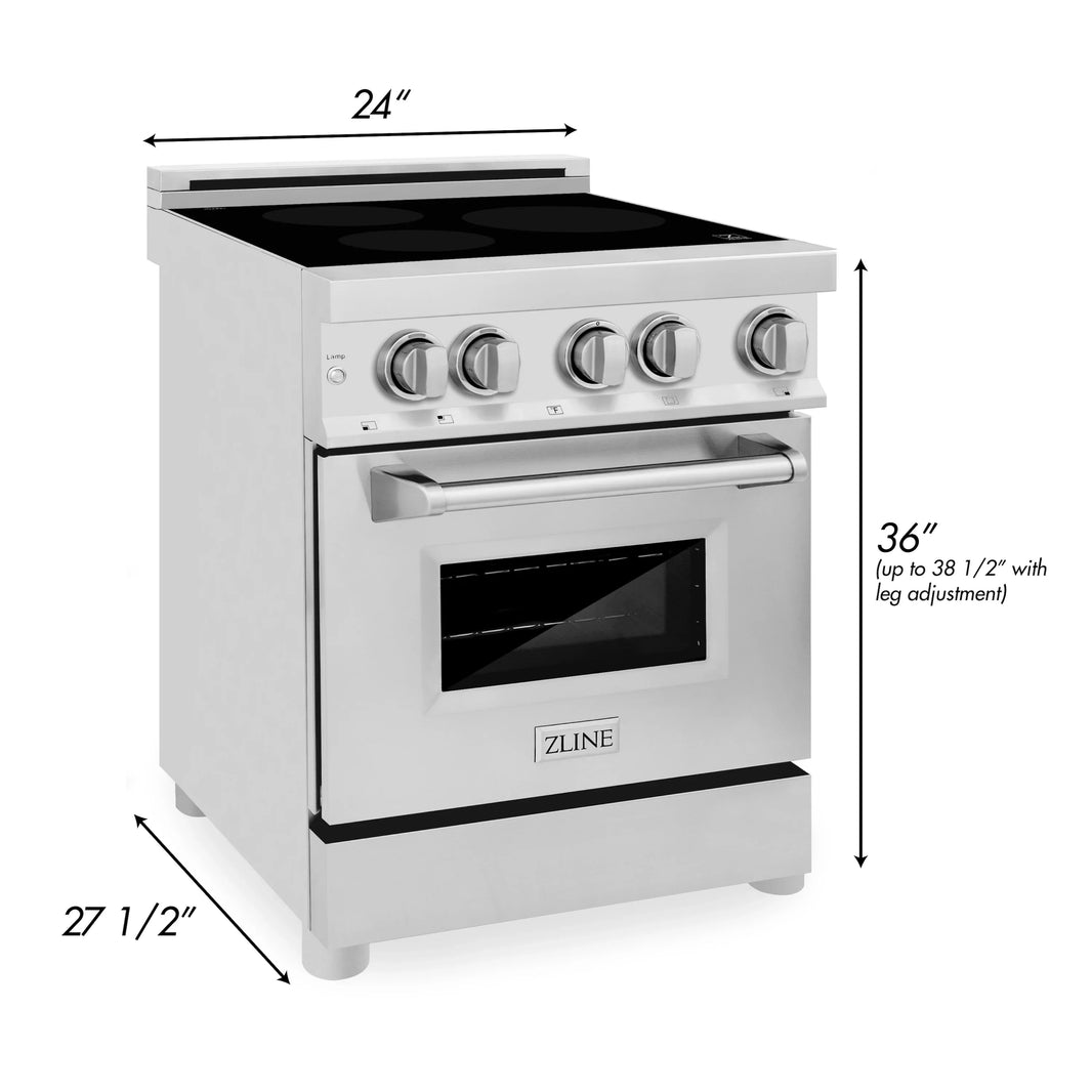 ZLINE 24-Inch 2.8 cu. ft. Induction Range with a 3 Element Stove and Electric Oven in Stainless Steel (RAIND-24)