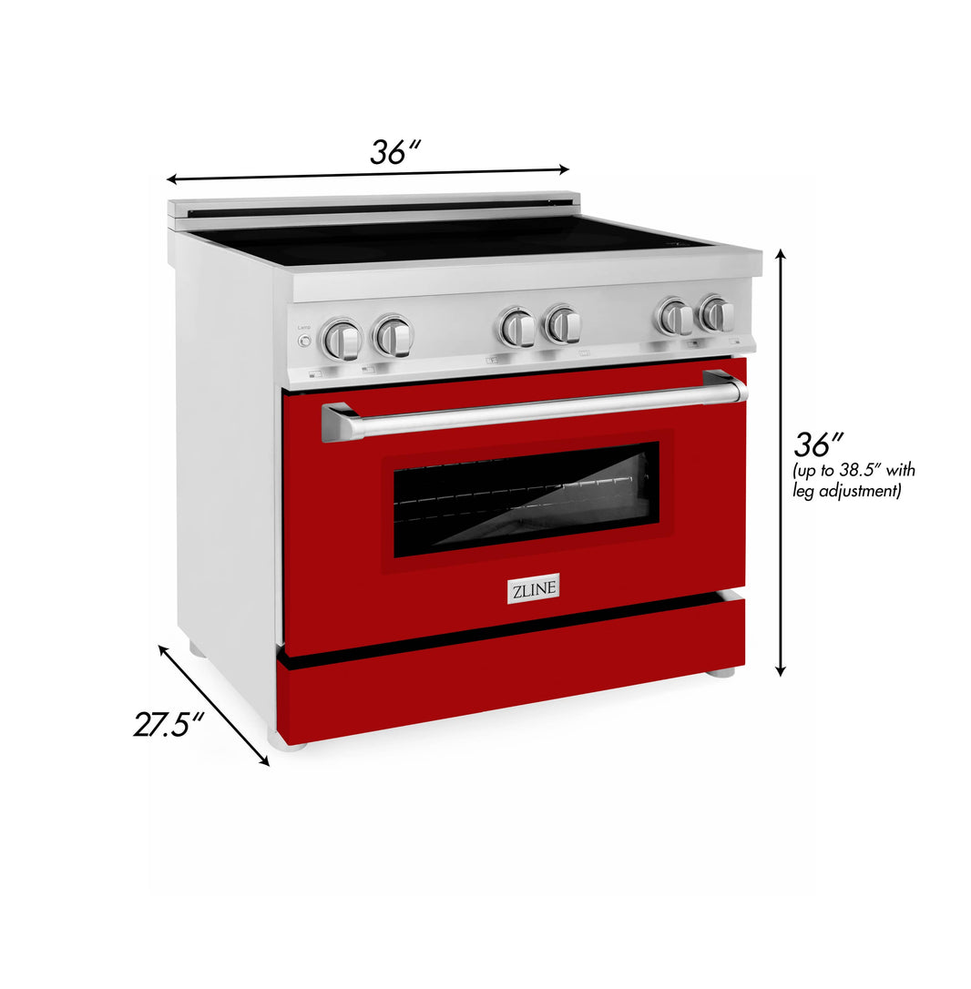 ZLINE 36-Inch 4.6 cu. ft. Induction Range with a 4 Element Stove and Electric Oven in Red Gloss (RAIND-RG-36)