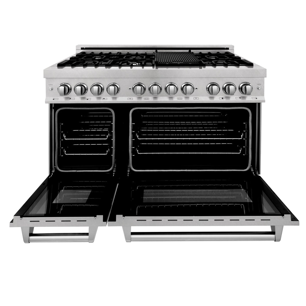 ZLINE 48-Inch 6.0 cu. ft. Electric Oven and Gas Cooktop Dual Fuel Range with Griddle in Fingerprint Resistant Stainless (RAS-SN-GR-48)