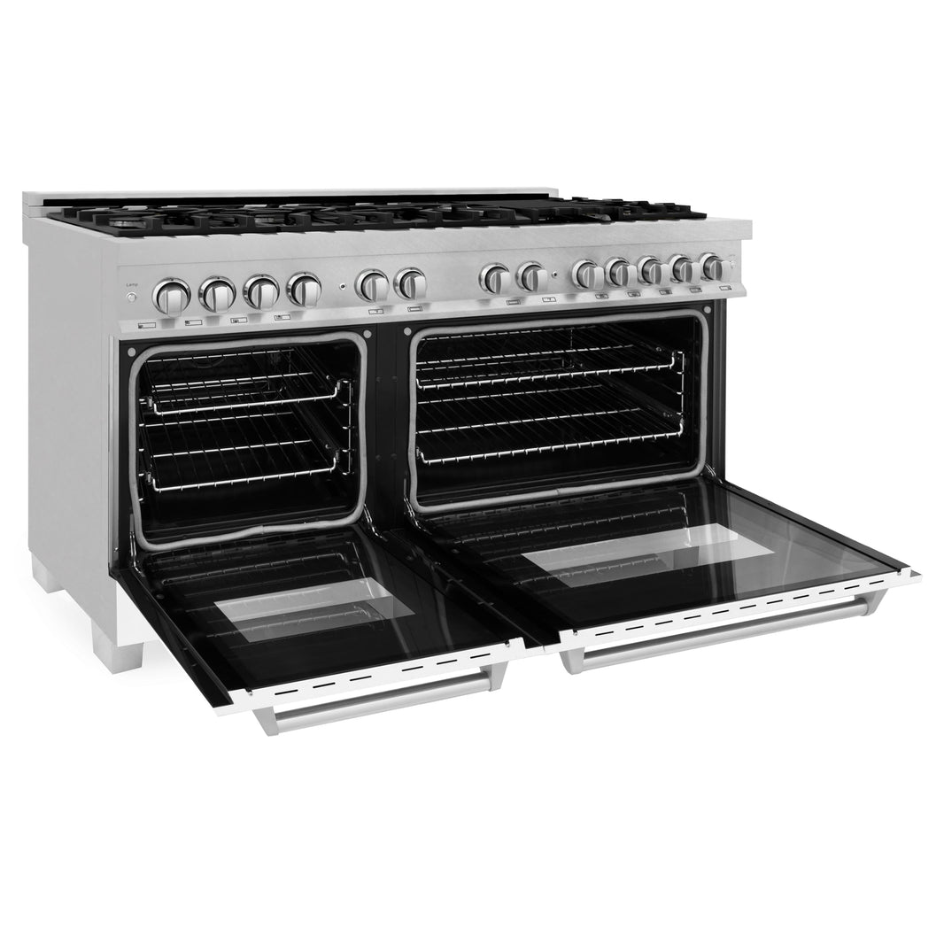 ZLINE 60-Inch 7.4 cu. ft. Dual Fuel Range with Gas Stove and Electric Oven in DuraSnow Stainless Steel and White Matte Doors (RAS-WM-60)