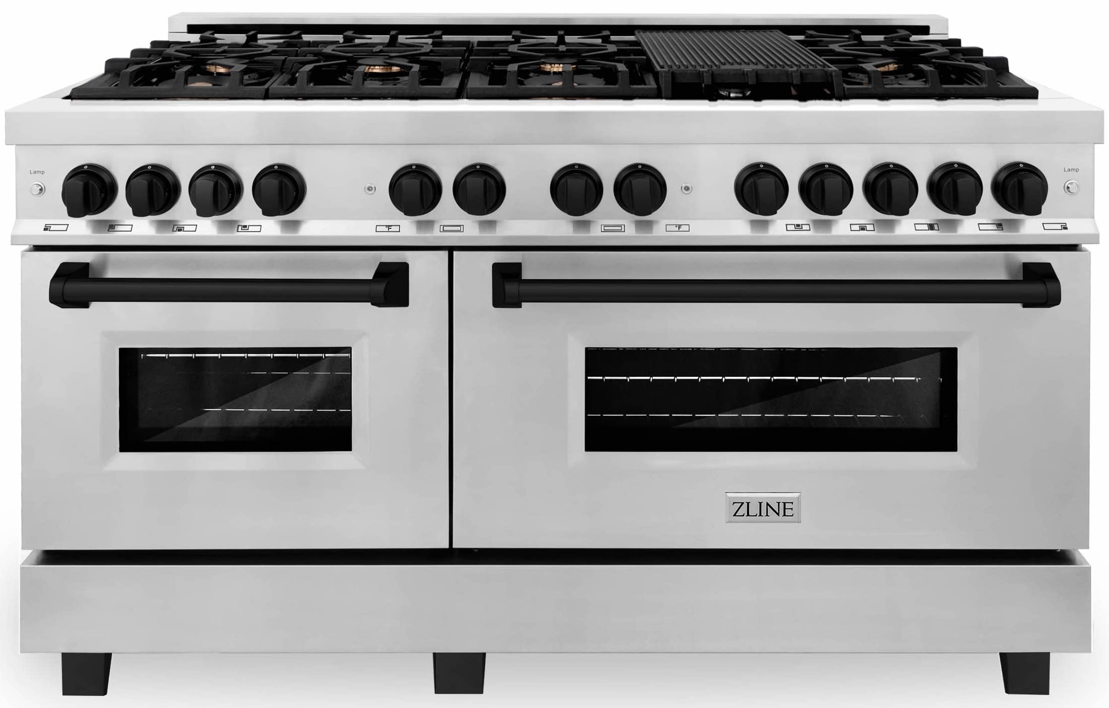 ZLINE Autograph Edition 60-Inch 7.4 cu. ft. Dual Fuel Range with Gas Stove and Electric Oven in Stainless Steel with Matte Black Accents (RAZ-60-MB)