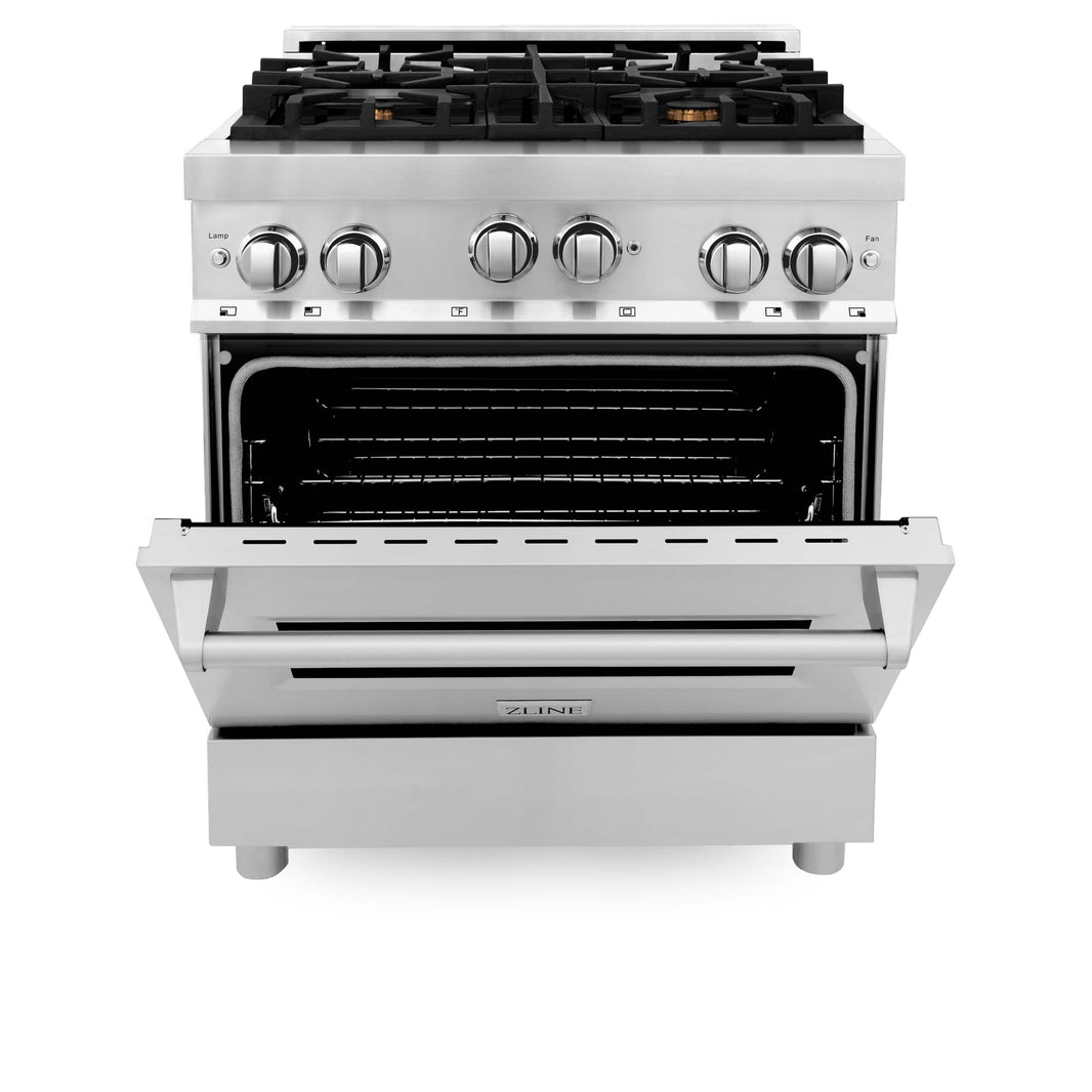 ZLINE 30-Inch Professional 4.0 Cu. Ft. 4 Gas On Gas Range In Stainless Steel With Brass Burners (RG-BR-30)