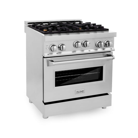 ZLINE 30-Inch Professional 4.0 Cu. Ft. 4 Gas On Gas Range In Stainless Steel With Brass Burners (RG-BR-30)