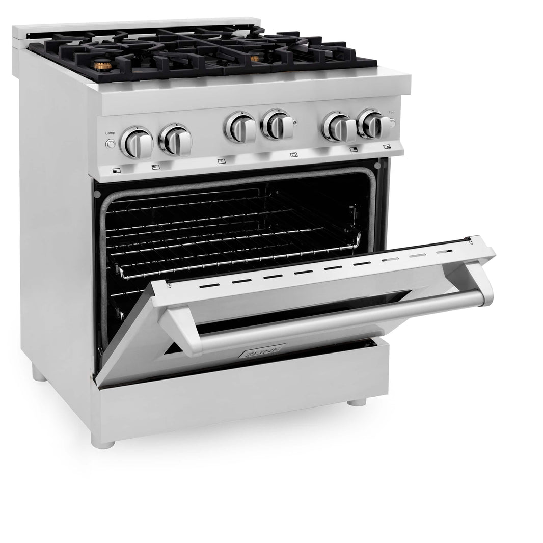 ZLINE 30-Inch Professional 4.0 Cu. Ft. 4 Gas On Gas Range In Stainless Steel With Brass Burners (RG-BR-30)