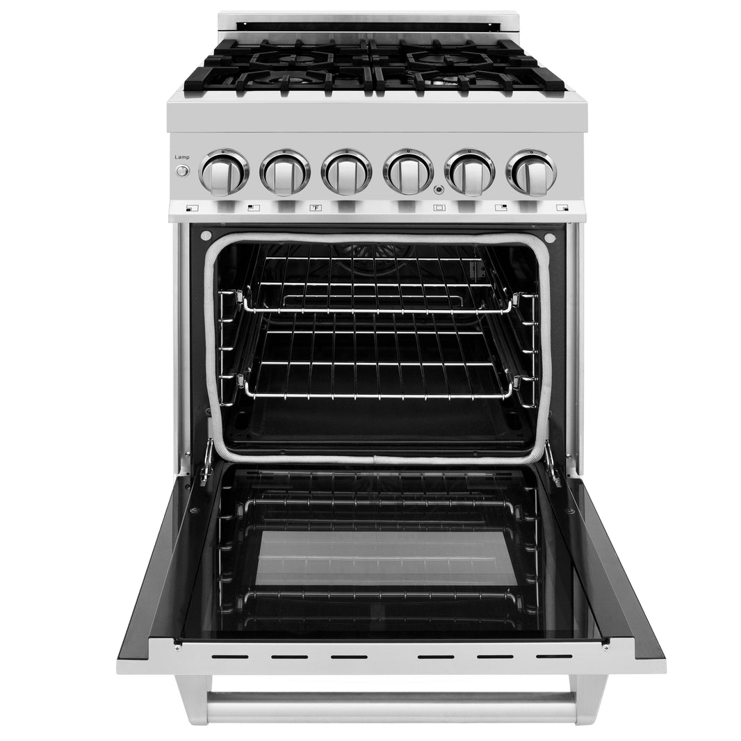 ZLINE 24-Inch Dual Fuel Range with 2.8 cu. ft. Electric Oven and Gas Cooktop and Griddle in Stainless Steel (RA-GR-24)