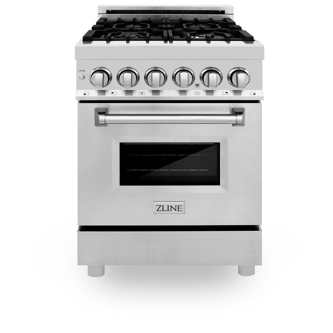 ZLINE 24-Inch Dual Fuel Range with 2.8 cu. ft. Electric Oven and Gas Cooktop and Griddle in Stainless Steel (RA-GR-24)