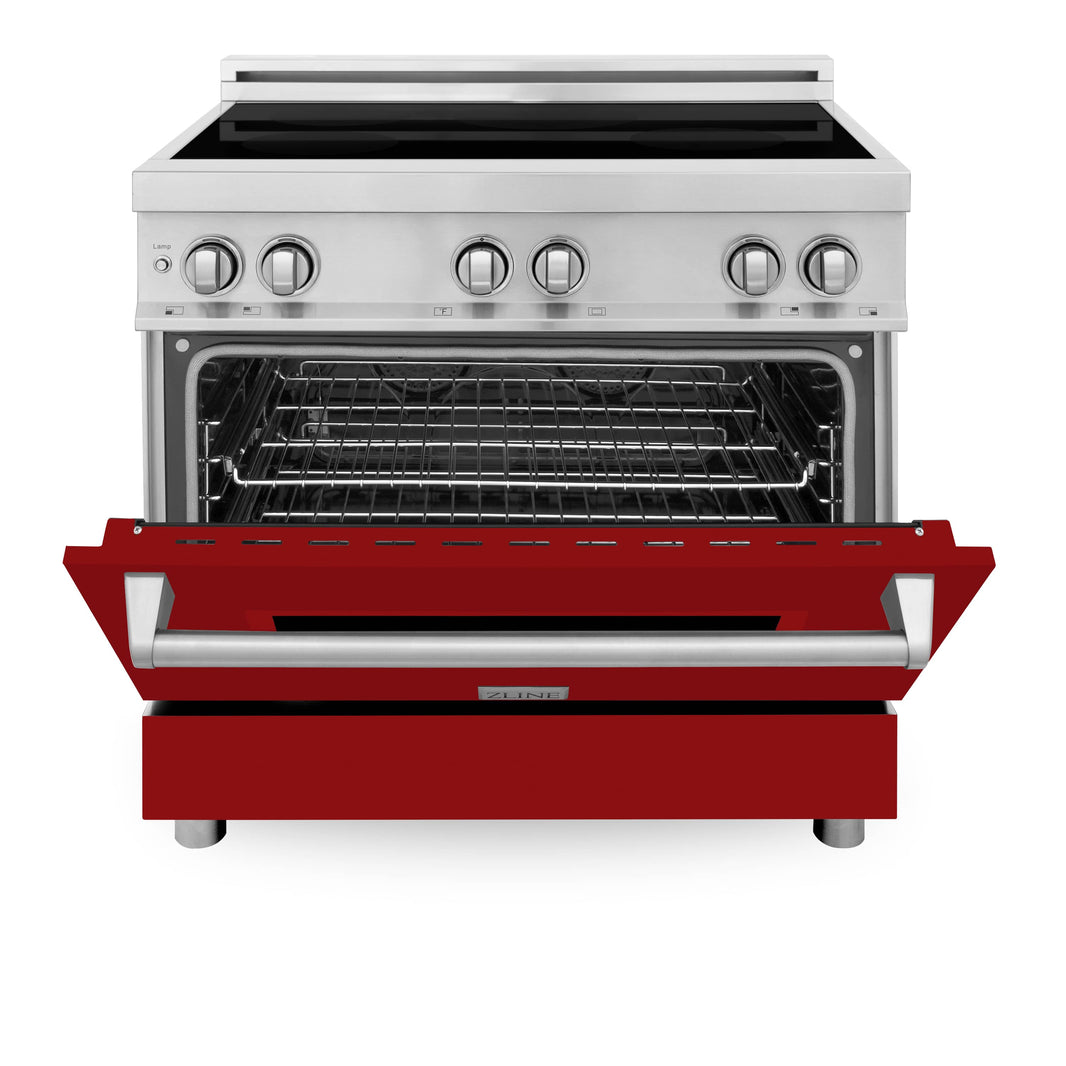 ZLINE 36-Inch 4.6 cu. ft. Induction Range with a 4 Element Stove and Electric Oven in Red Gloss (RAIND-RG-36)