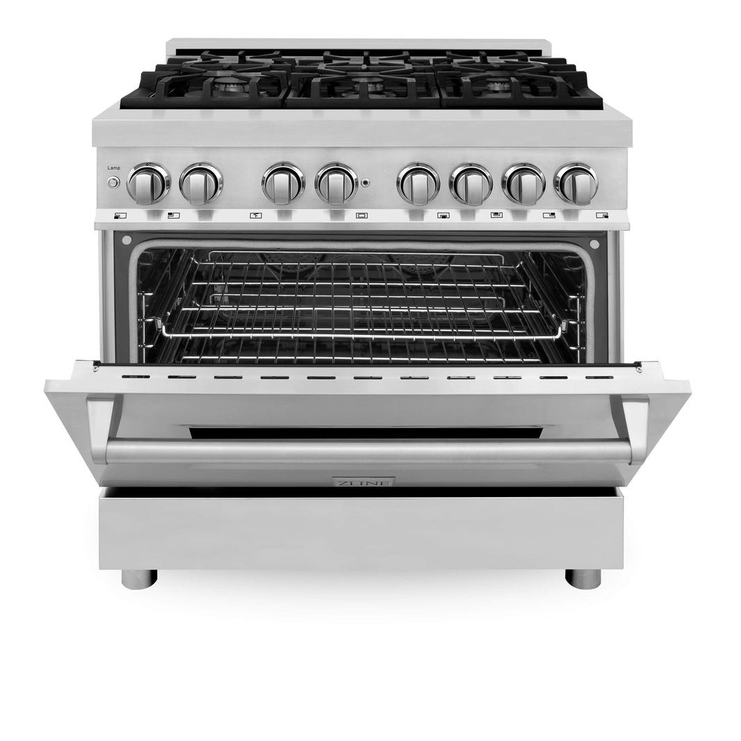 ZLINE 36-Inch Stainless Steel 4.6 cu.ft. - Gas Burner and 220v Electric Oven Range (RA36)