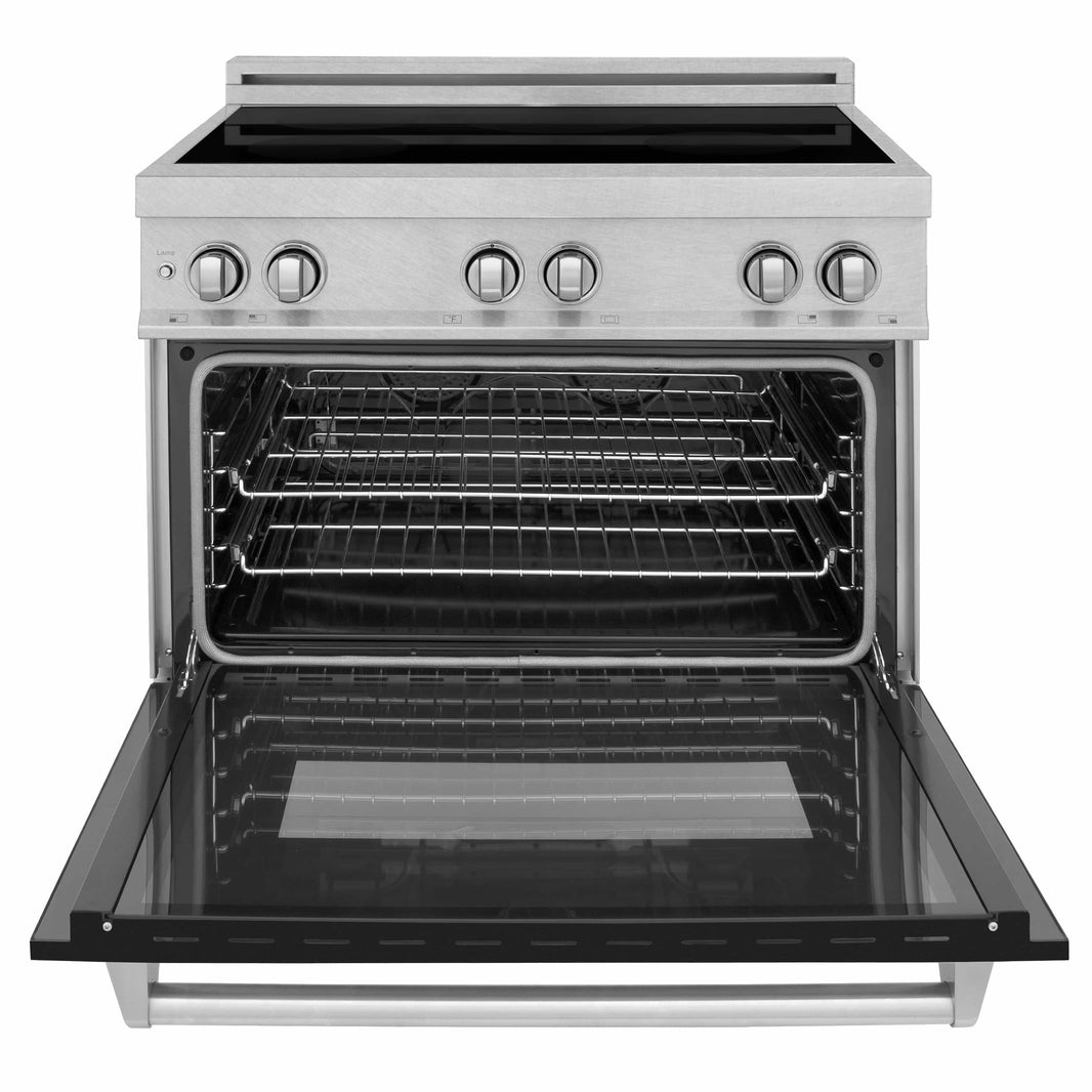 ZLINE 36-Inch 4.6 cu. ft. Induction Range with a 4 Element Stove and Electric Oven in DuraSnow Stainless Steel with Black Matte Door (RAINDS-BLM-36)