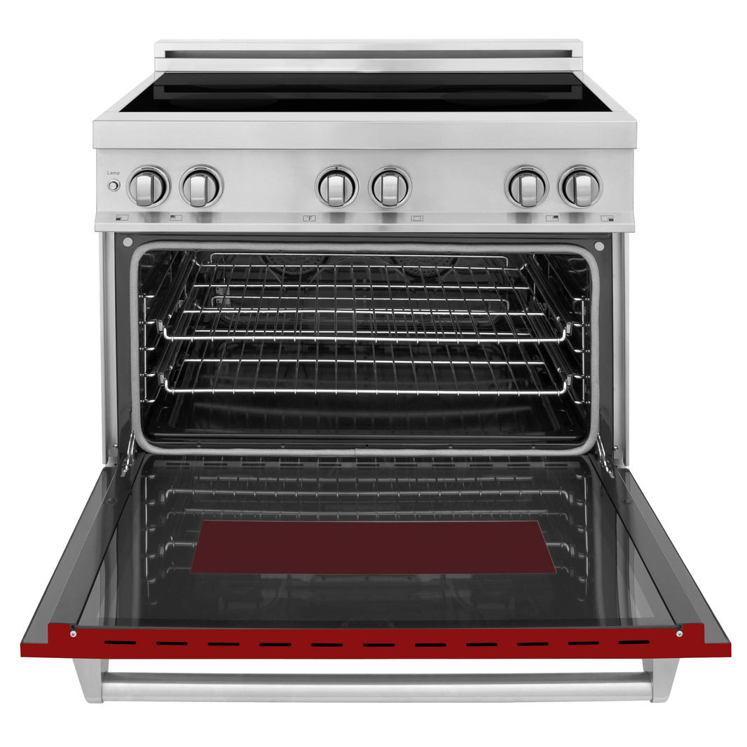 ZLINE 36-Inch 4.6 cu. ft. Induction Range with a 4 Element Stove and Electric Oven in Red Gloss (RAIND-RG-36)