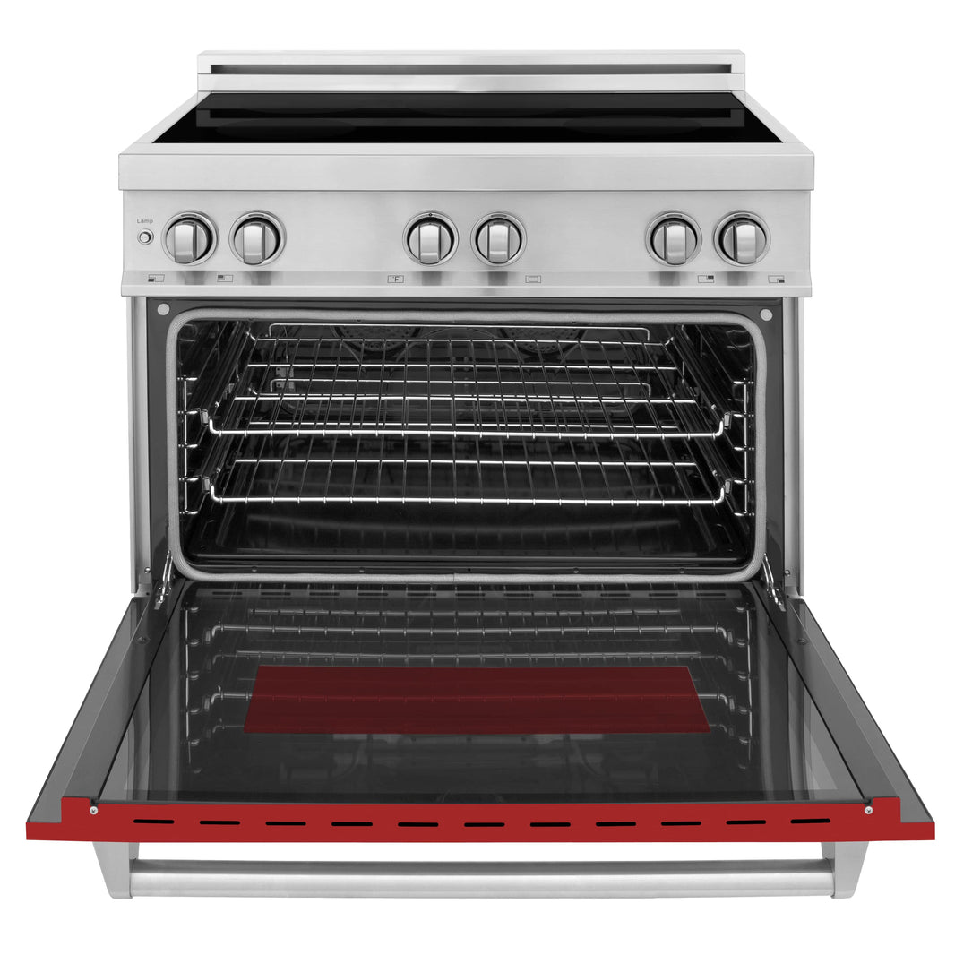 ZLINE 36-Inch 4.6 cu. ft. Induction Range with a 4 Element Stove and Electric Oven in Red Matte (RAIND-RM-36)