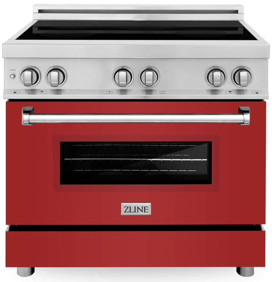 ZLINE 36-Inch 4.6 cu. ft. Induction Range with a 4 Element Stove and Electric Oven in Red Matte (RAIND-RM-36)