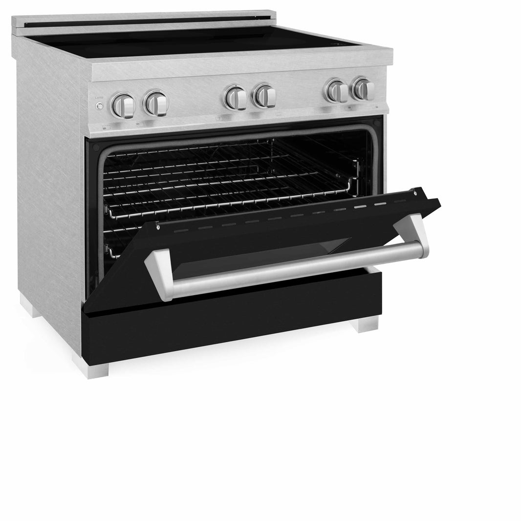 ZLINE 36-Inch 4.6 cu. ft. Induction Range with a 4 Element Stove and Electric Oven in DuraSnow Stainless Steel with Black Matte Door (RAINDS-BLM-36)