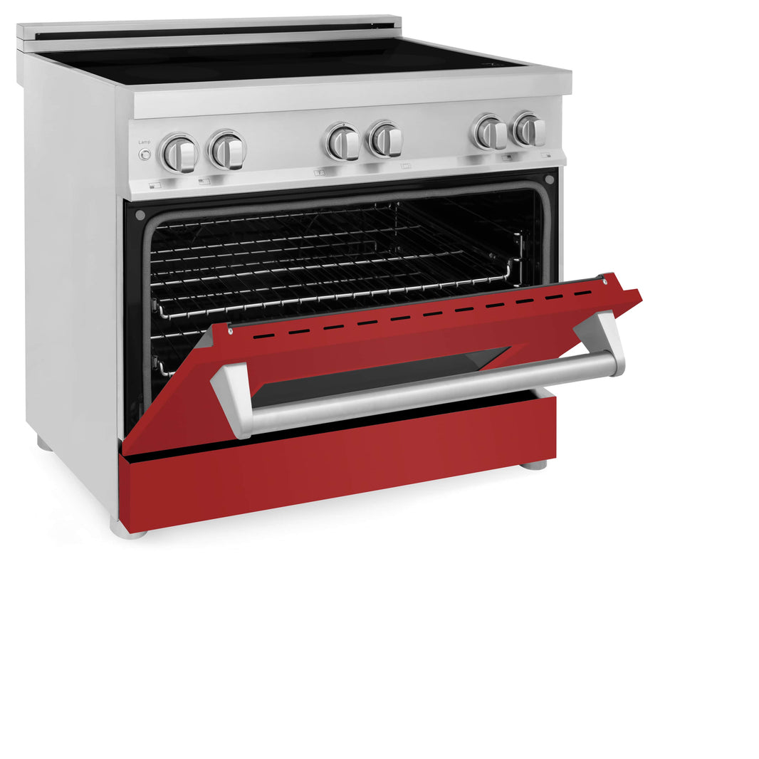 ZLINE 36-Inch 4.6 cu. ft. Induction Range with a 4 Element Stove and Electric Oven in Red Matte (RAIND-RM-36)