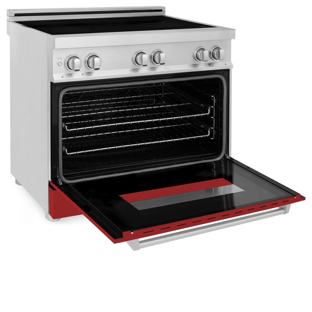 ZLINE 36-Inch 4.6 cu. ft. Induction Range with a 4 Element Stove and Electric Oven in Red Matte (RAIND-RM-36)