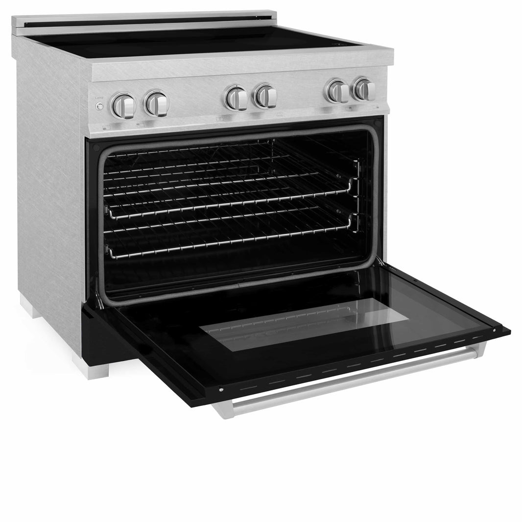 ZLINE 36-Inch 4.6 cu. ft. Induction Range with a 4 Element Stove and Electric Oven in DuraSnow Stainless Steel with Black Matte Door (RAINDS-BLM-36)