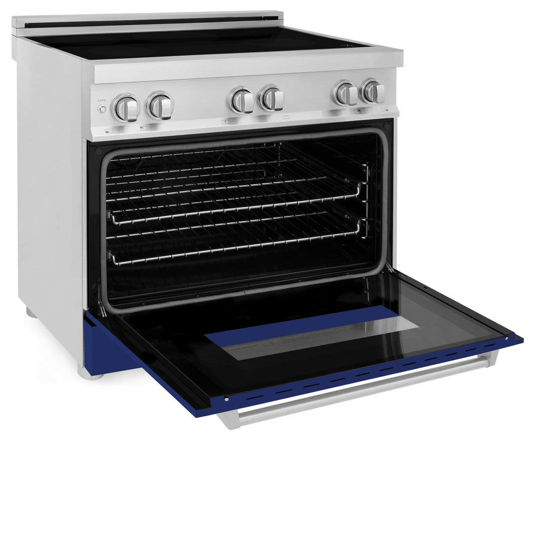 ZLINE 36-Inch 4.6 cu. ft. Induction Range with a 4 Element Stove and Electric Oven in Blue Gloss (RAIND-BG-36)