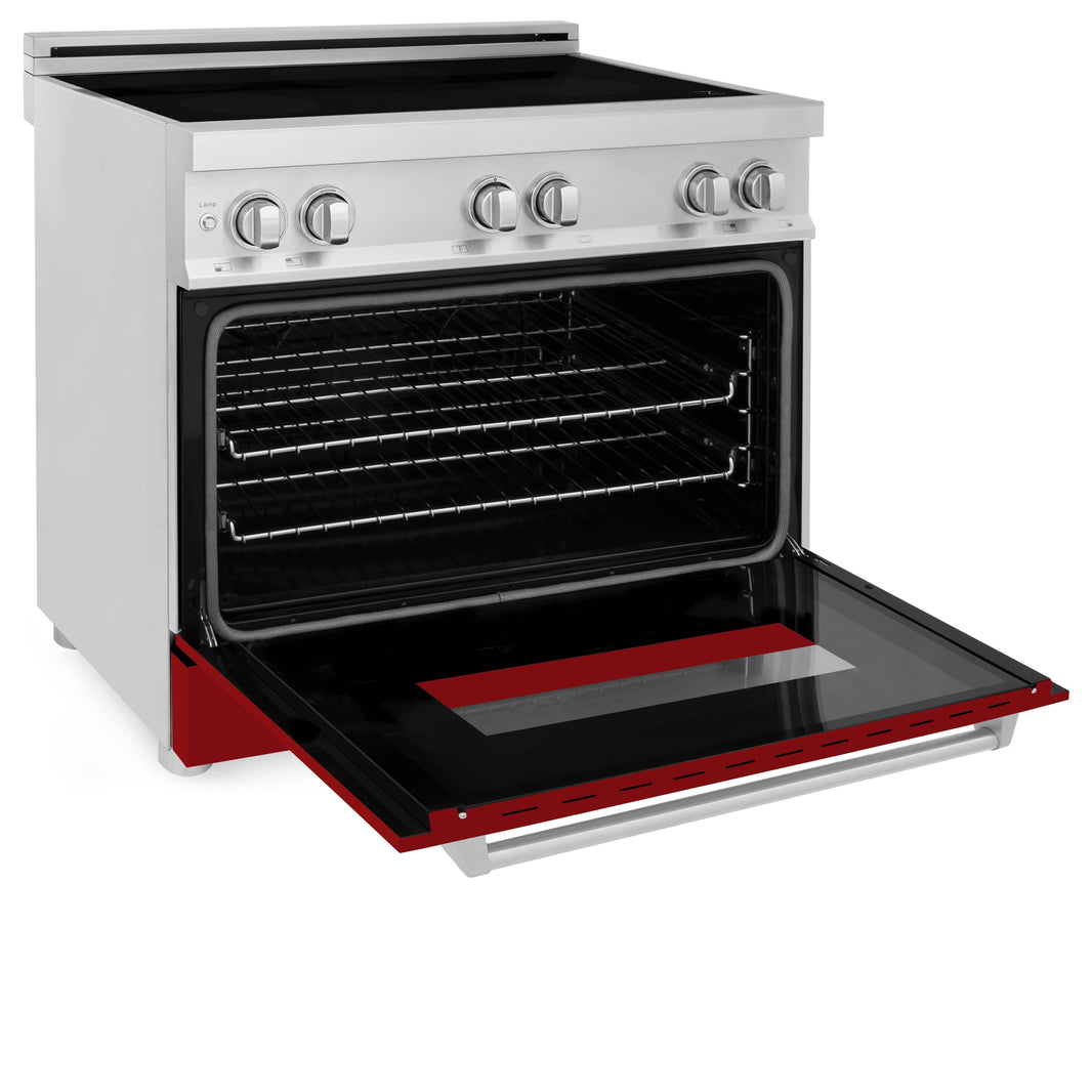 ZLINE 36-Inch 4.6 cu. ft. Induction Range with a 4 Element Stove and Electric Oven in Red Gloss (RAIND-RG-36)