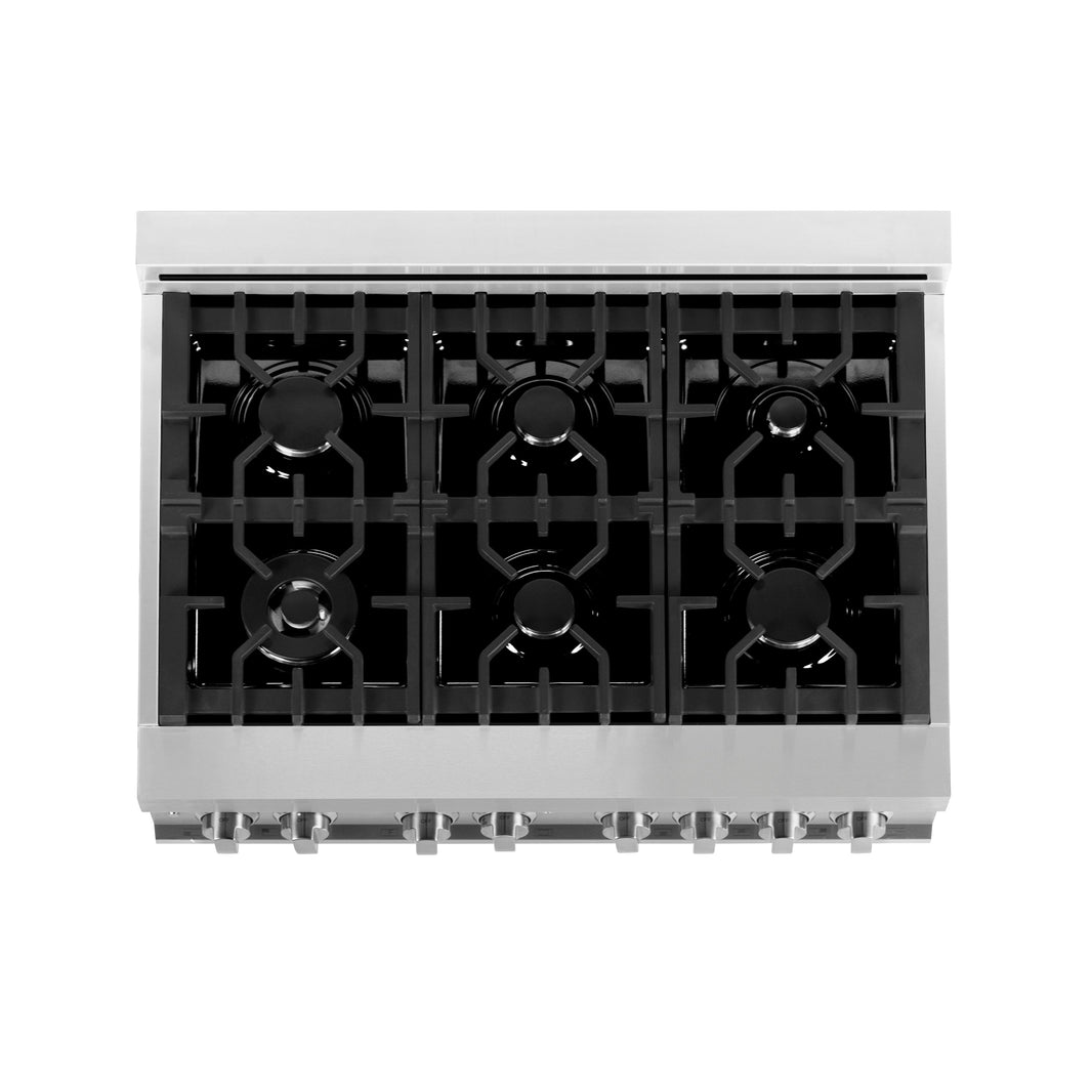 ZLINE 36-Inch Dual Fuel Range with 4.6 cu. ft. Electric Oven and Gas Cooktop and Griddle in Stainless Steel (RA-GR-36)