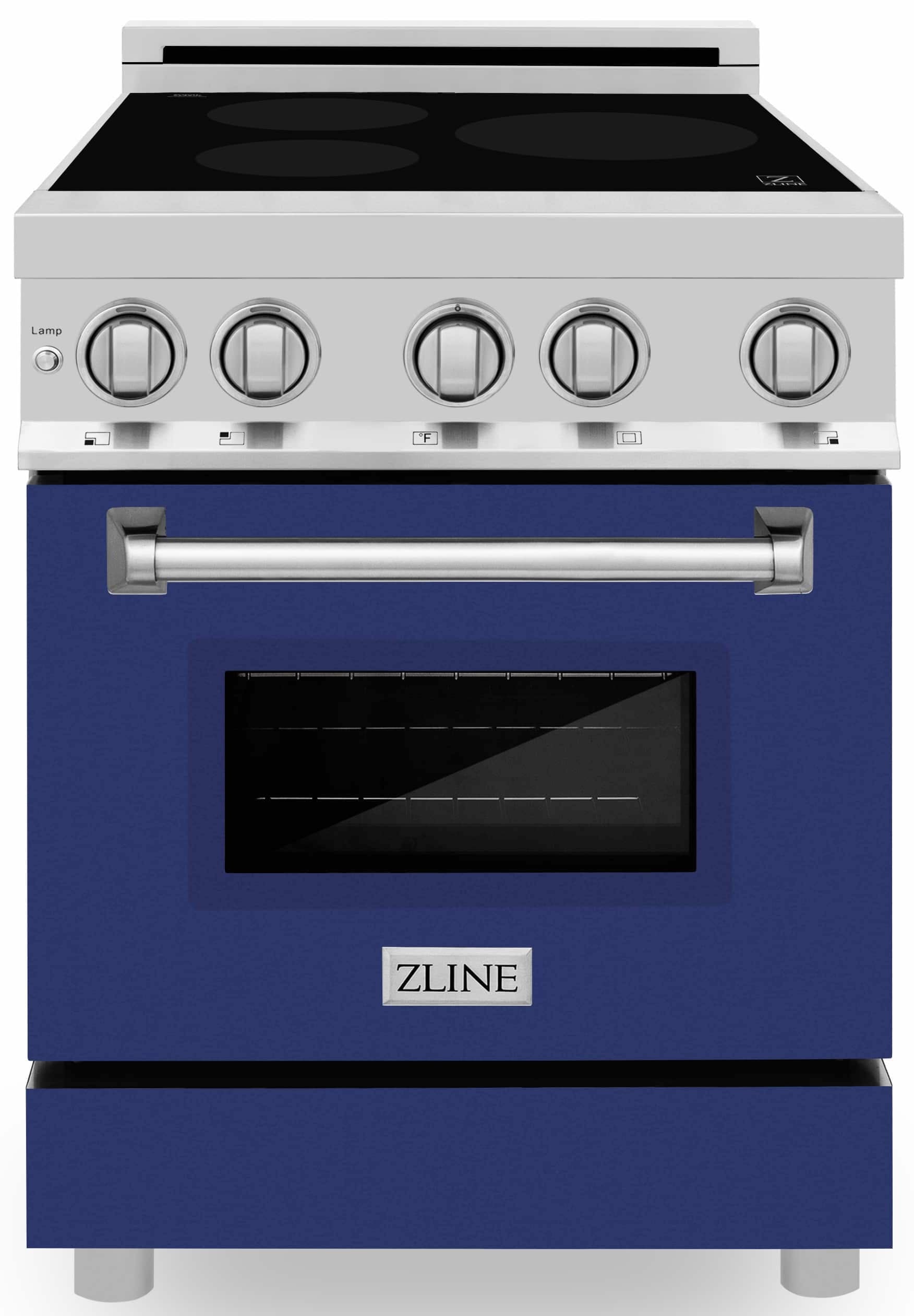 ZLINE 24-Inch 2.8 cu. ft. Induction Range with a 3 Element Stove and Electric Oven in Stainless Steel with Blue Gloss Door (RAIND-BG-24)