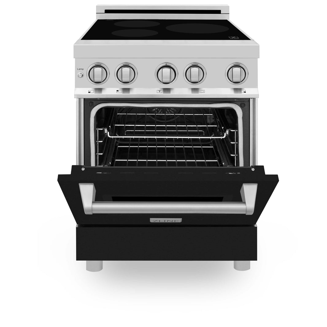 ZLINE 24-Inch 2.8 cu. ft. Induction Range with a 3 Element Stove and Electric Oven in Stainless Steel with Black Matte Door (RAIND-BLM-24)