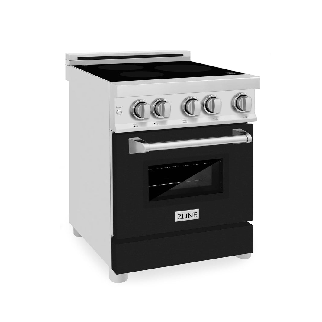 ZLINE 24-Inch 2.8 cu. ft. Induction Range with a 3 Element Stove and Electric Oven in Stainless Steel with Black Matte Door (RAIND-BLM-24)