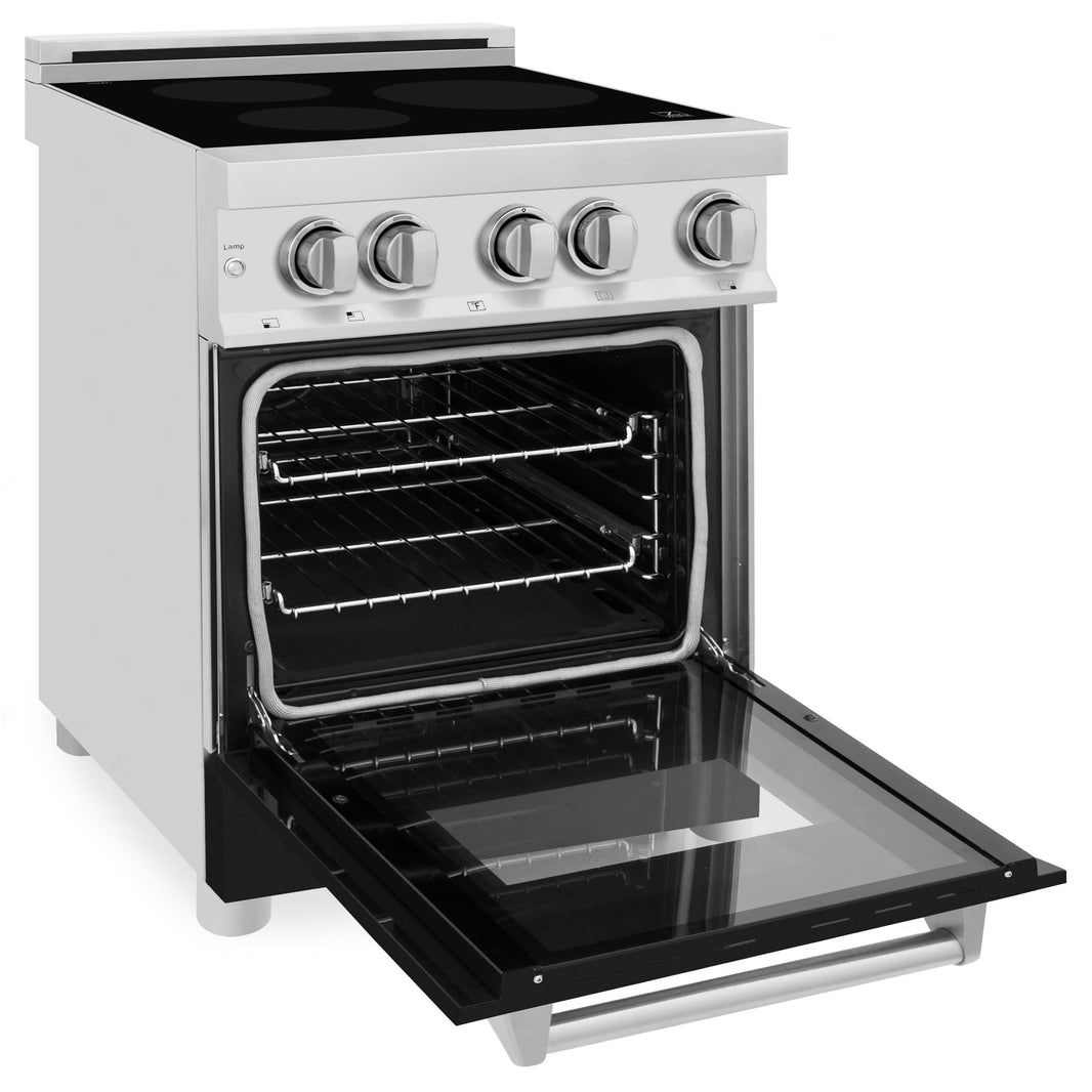 ZLINE 24-Inch 2.8 cu. ft. Induction Range with a 3 Element Stove and Electric Oven in Stainless Steel with Black Matte Door (RAIND-BLM-24)