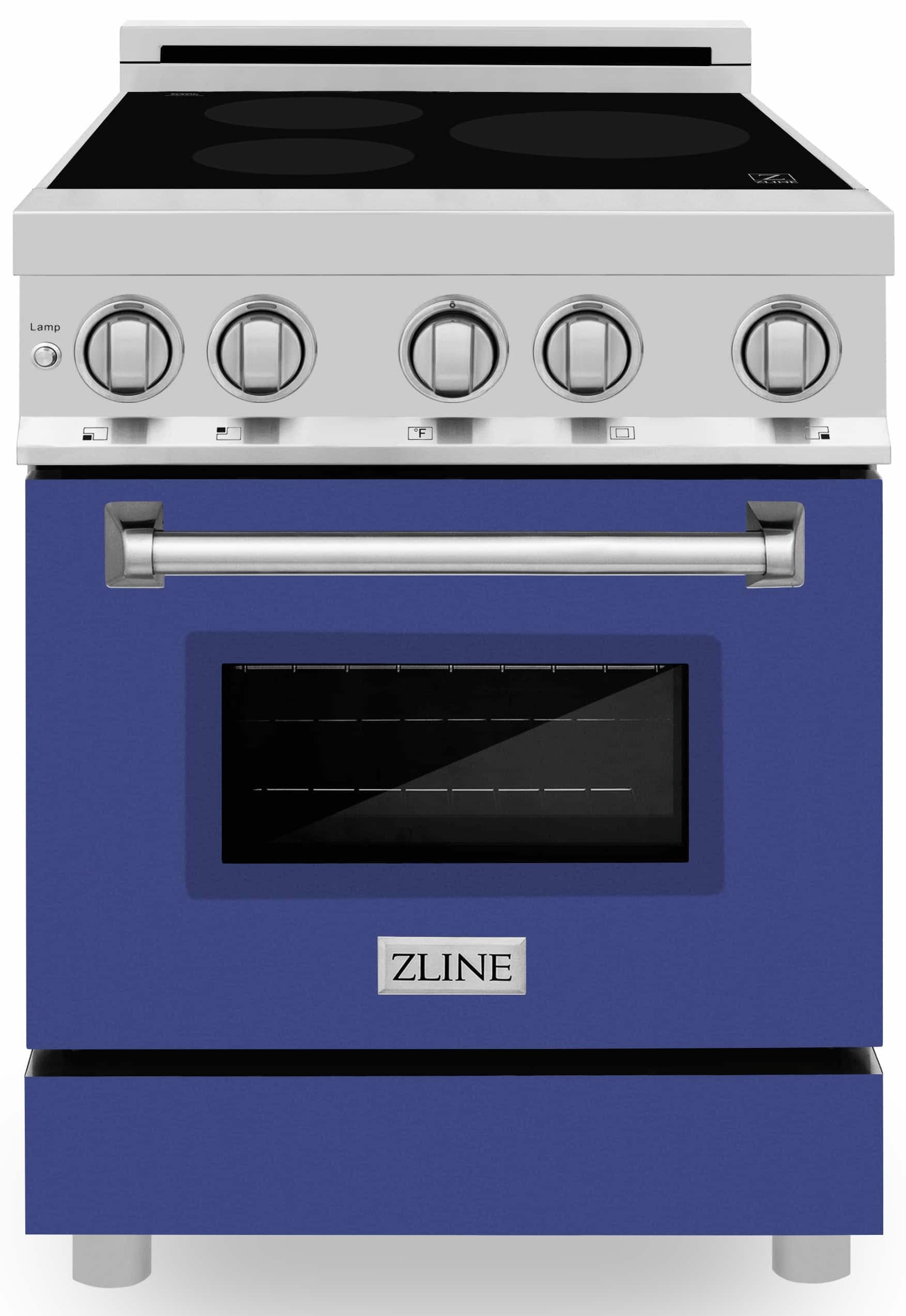 ZLINE 24-Inch 2.8 cu. ft. Induction Range with a 3 Element Stove and Electric Oven in Stainless Steel with Blue Matte Door (RAIND-BM-24)