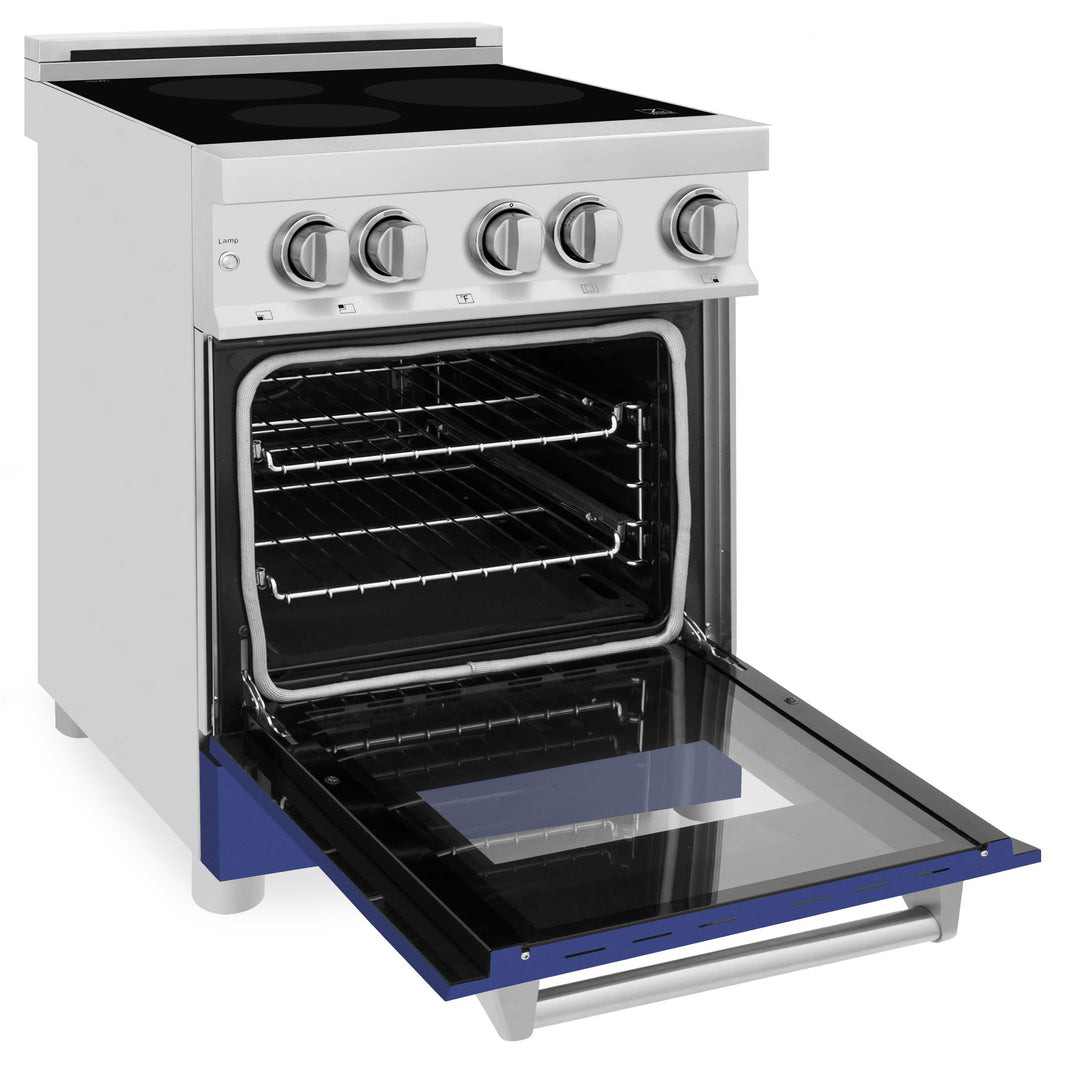 ZLINE 24-Inch 2.8 cu. ft. Induction Range with a 3 Element Stove and Electric Oven in Stainless Steel with Blue Matte Door (RAIND-BM-24)