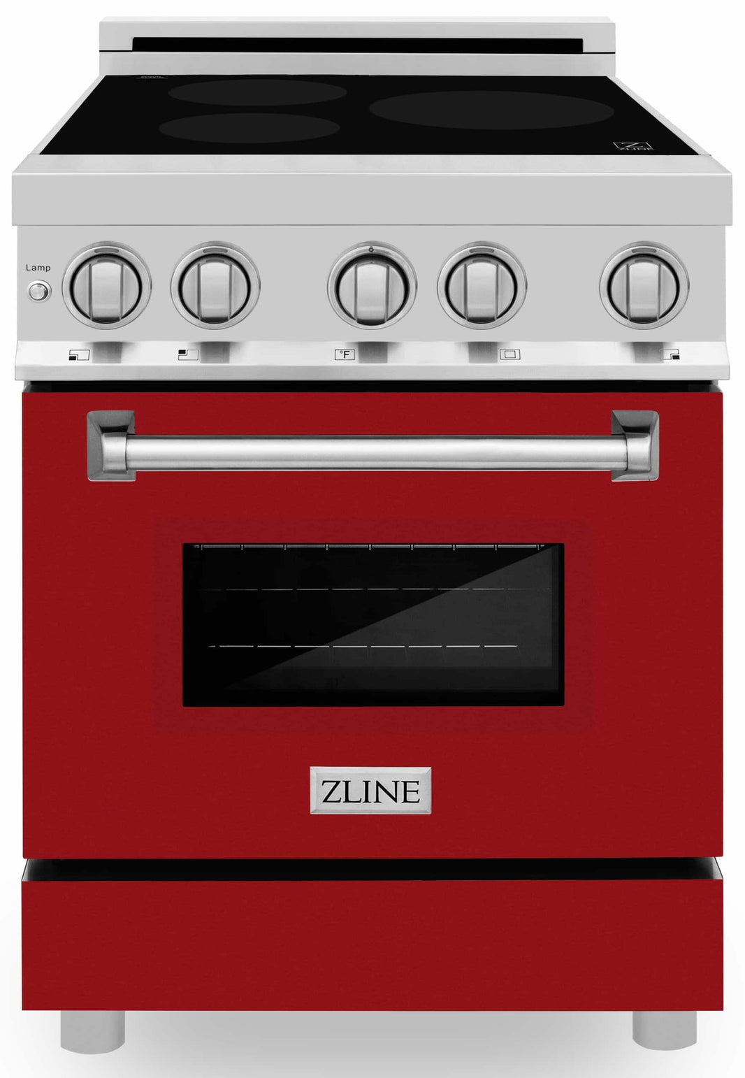 ZLINE 24-Inch 2.8 cu. ft. Induction Range with a 3 Element Stove and Electric Oven in Stainless Steel with Red Gloss Door (RAIND-RG-24)