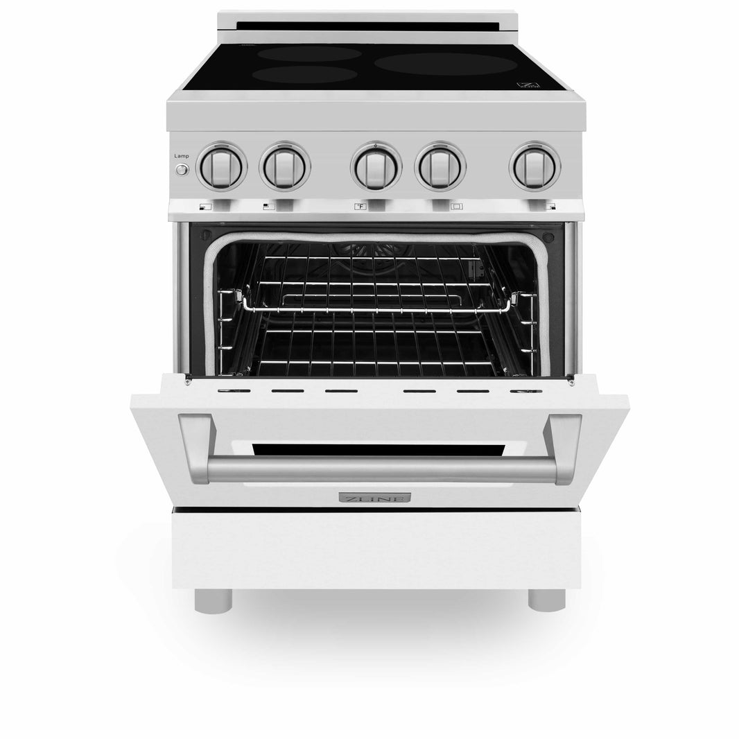 ZLINE 24-Inch 2.8 cu. ft. Induction Range with a 3 Element Stove and Electric Oven in White Matte (RAIND-WM-24)