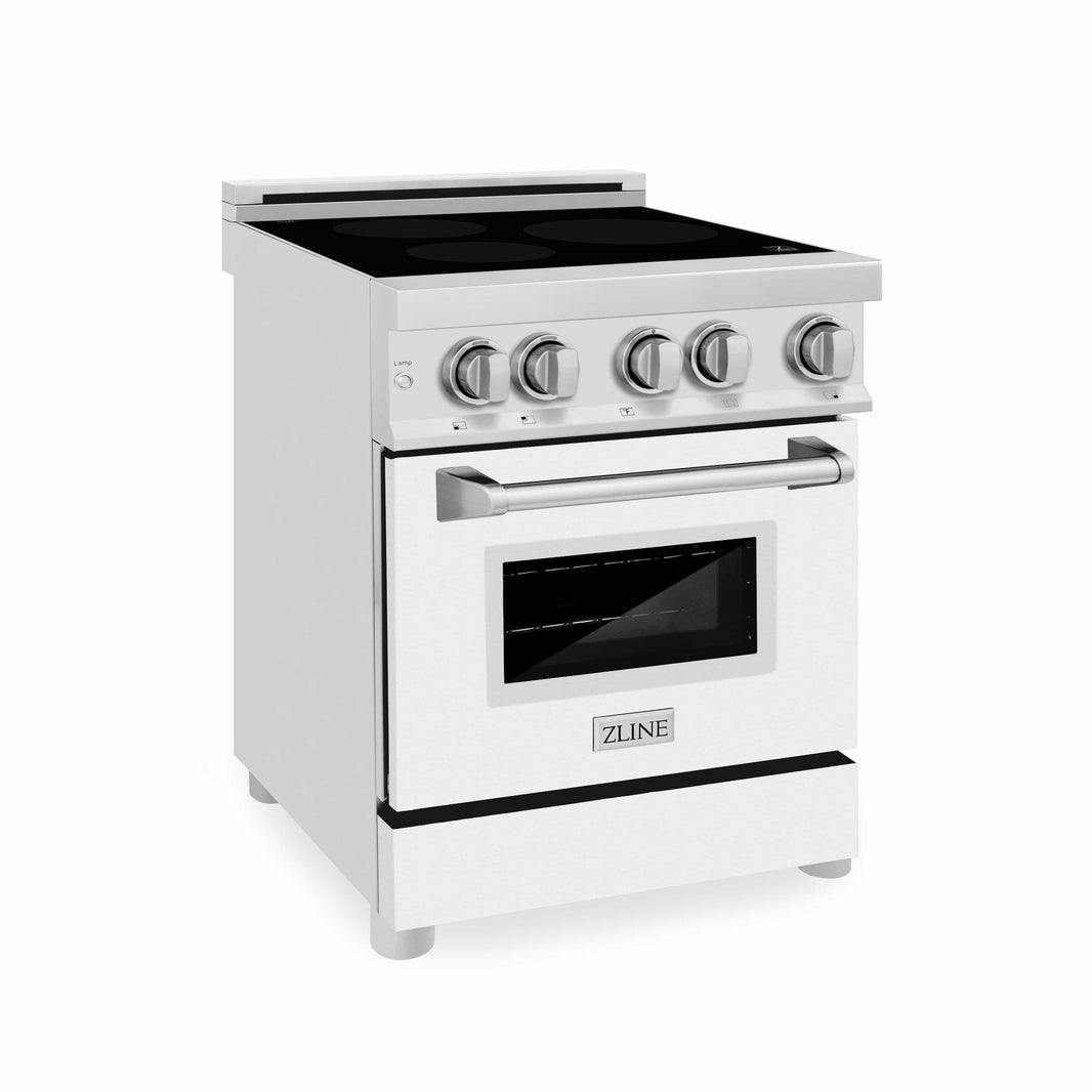 ZLINE 24-Inch 2.8 cu. ft. Induction Range with a 3 Element Stove and Electric Oven in White Matte (RAIND-WM-24)