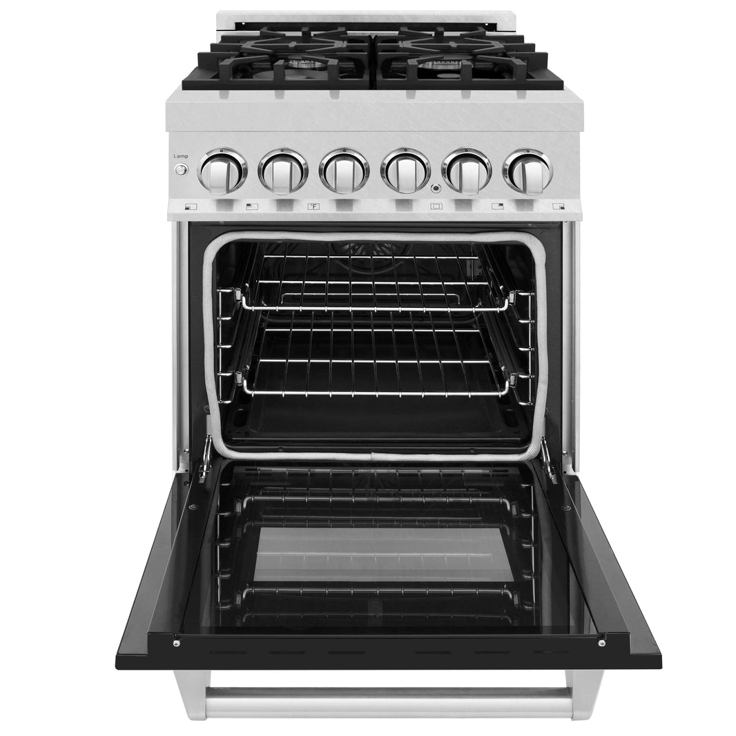 ZLINE 24-Inch 2.8 cu. ft. Dual Fuel Range with Gas Stove and Electric Oven in DuraSnow Stainless Steel and Black Matte Door (RAS-BLM-24)