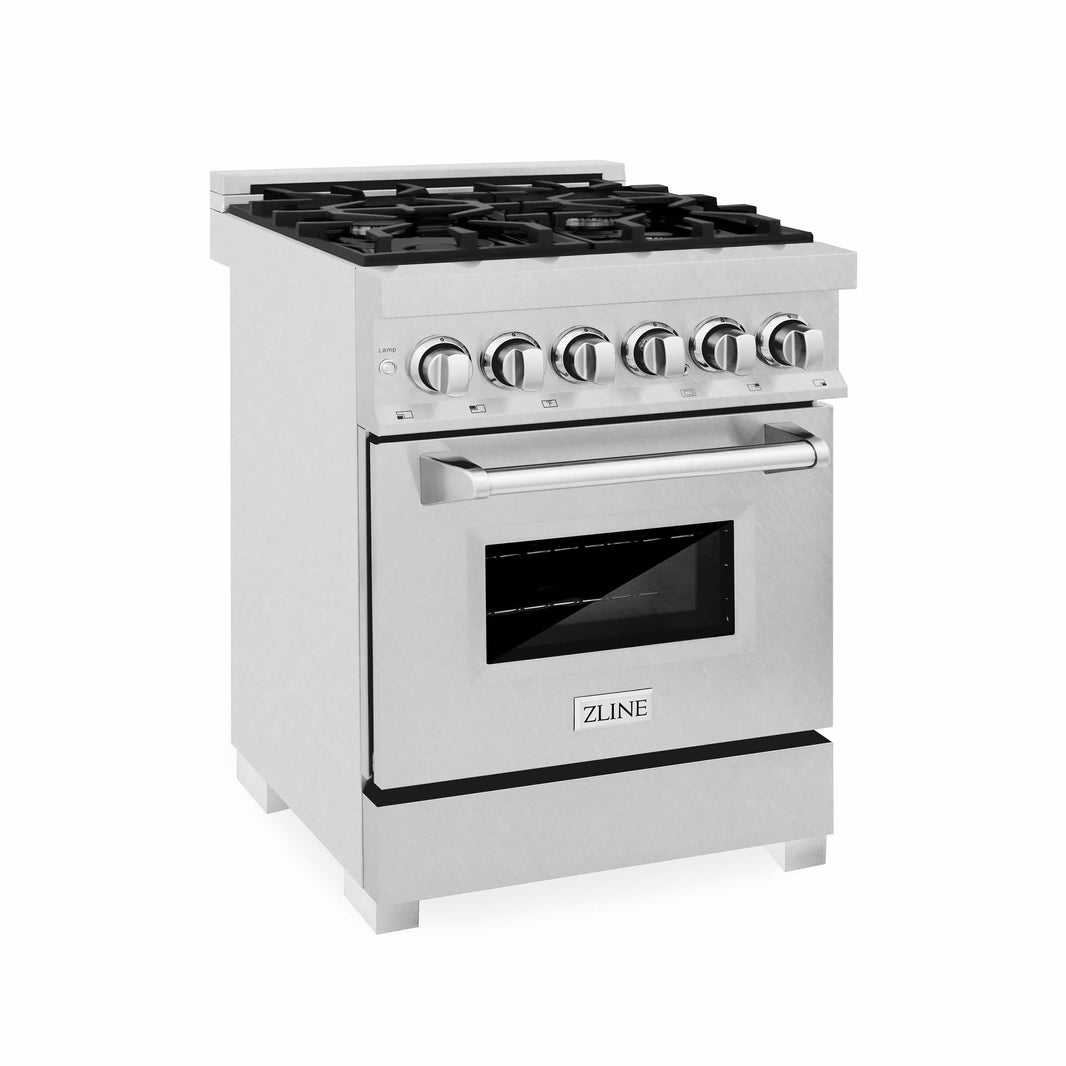 ZLINE 24-Inch Professional Dual Fuel Range in DuraSnow Stainless Steel (RAS-SN-24)