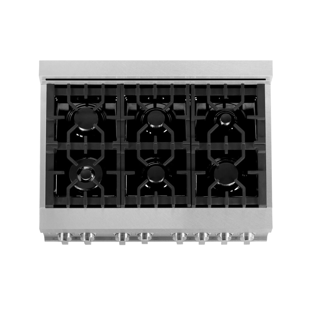 ZLINE 36-Inch Dual Fuel Range with 4.6 cu. ft. Electric Oven and Gas Cooktop and Griddle in DuraSnow Fingerprint Resistant Stainless Steel (RAS-SN-GR-36)