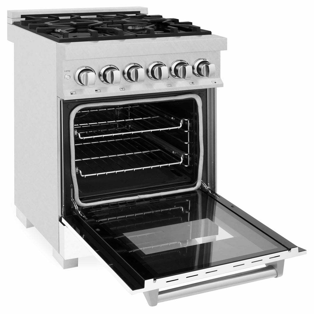 ZLINE 24-Inch Professional Dual Fuel Range in DuraSnow Stainless Steel with White Matte Door (RAS-WM-24)