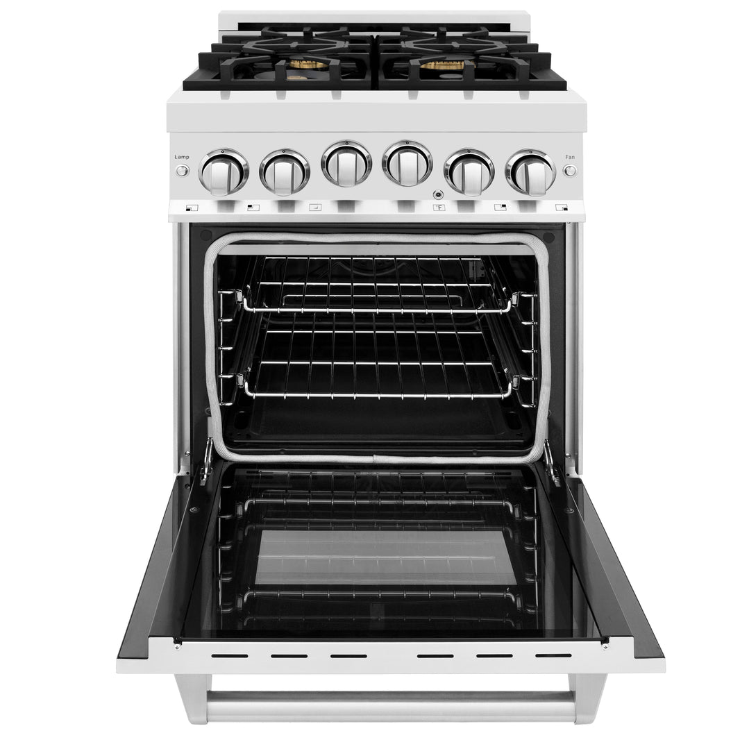 ZLINE 24-Inch Gas Range with 2.8 cu. ft. Gas Oven and Gas Cooktop with Griddle and Brass Burners in Stainless Steel (RG-BR-GR-24)