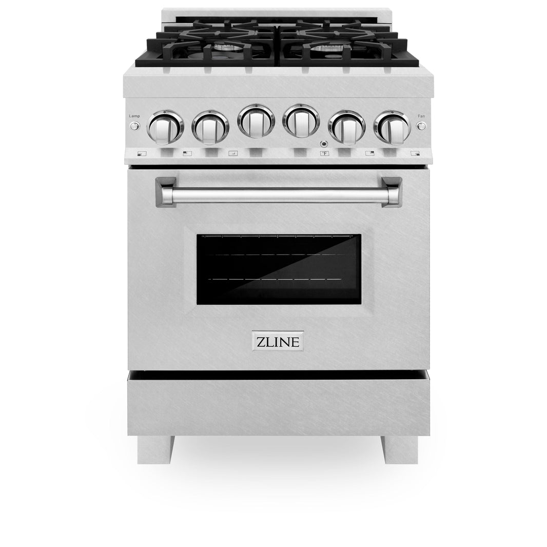 ZLINE 24-Inch Gas Range with 2.8 cu. ft. Gas Oven and Gas Cooktop with Griddle in Fingerprint Resistant Stainless Steel (RGS-SN-GR-24)